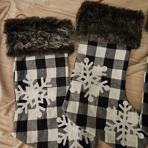 Plaid Stockings with Snowflake Design